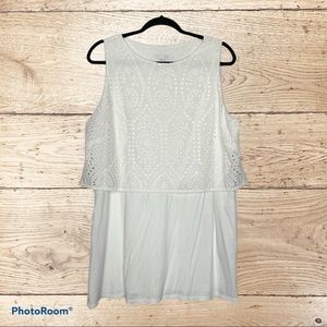 J. Jill eyelet sleeveless eyelet white top Large
